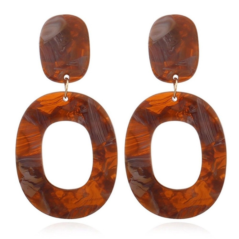 Drop Oval Resin Acrylic Statement Earrings Retro - Picture 1 of 1